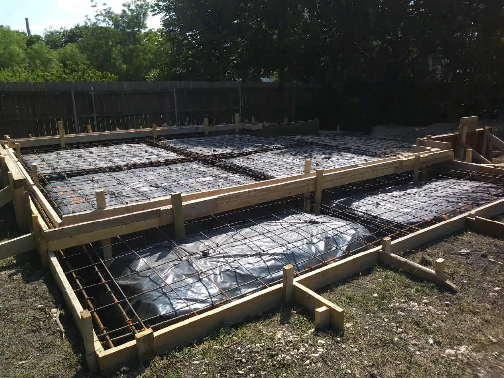 Forms and vapor barrier set for a backyard addition foundation